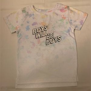 River Island BOYS WILL BE BOYS Splash Paint Short Sleeve T-Shirt